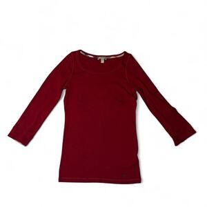 Women’s Burberry Red Long Sleeve Scoop Neck Top Size M